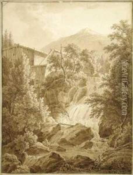 Wasserfall. Oil Painting - Simon Warnberger