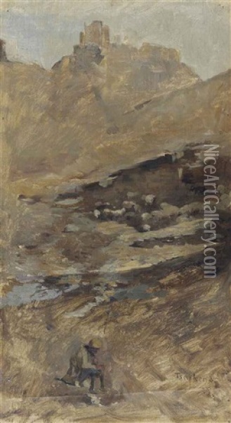 Rocky Stream Oil Painting - Franz Roubaud