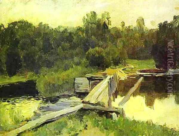 By the whirlpool Study 1892 Oil Painting - Isaak Ilyich Levitan