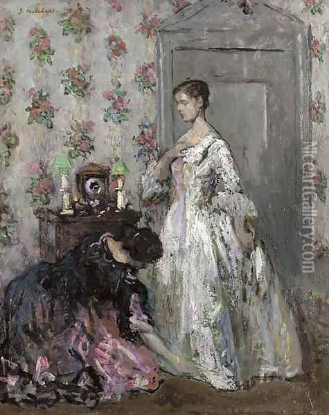 The Debutante (Study for 'Portrait of Mrs. Gari Melchers') Oil Painting - Gari Julius Melchers