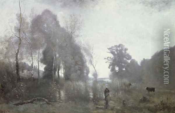 The pond at Ville d'Avray, 1868 Oil Painting - Jean-Baptiste-Camille Corot