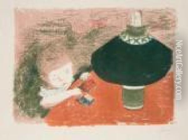 L'enfant A La Lampe (roger-marx, Bouvet 43) Oil Painting - Pierre Bonnard