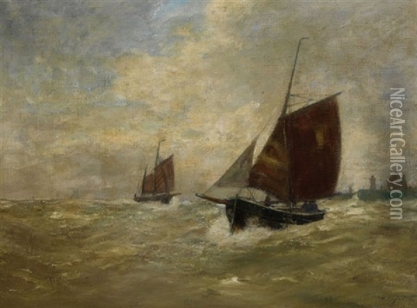 Fischerboote Oil Painting - Alexander Essfeld