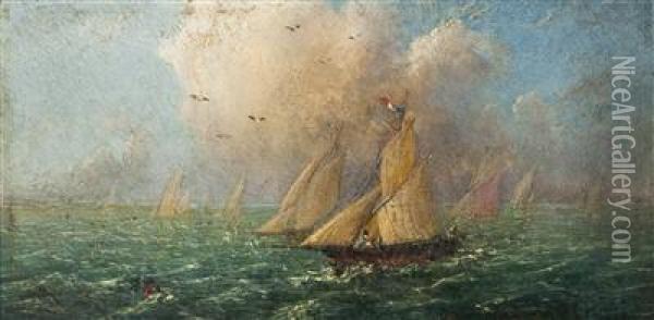 A Sail Boat At Sea Oil Painting - Anton Waldhauser