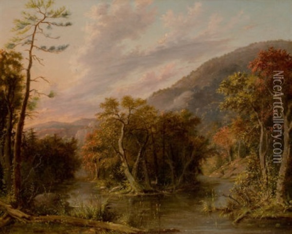 Round Top Mountain From The Shinglekill Falls Oil Painting - Albertus Del Orient Browere
