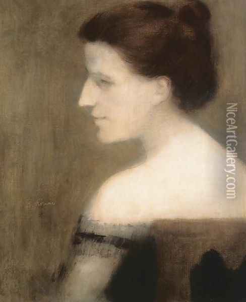 Portrait of Mlle Dutile before 1892 Oil Painting - Jozsef Rippl-Ronai