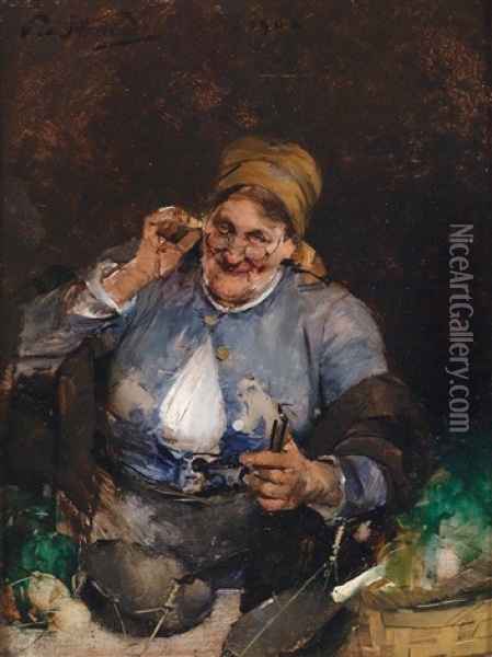 Die Gemusefrau Oil Painting - Karl Von Merode
