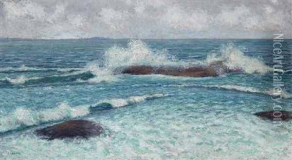 Surf At Gloucester Oil Painting - John Leslie Breck