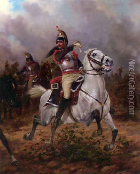 Leading the Charge Oil Painting - Charles Louis Kratke