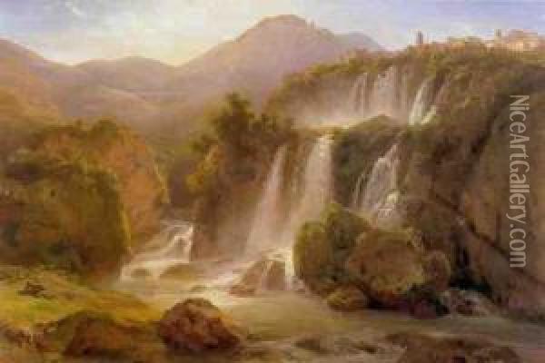 View Of The Falls At Tivoli Oil Painting - Eduard Agricola
