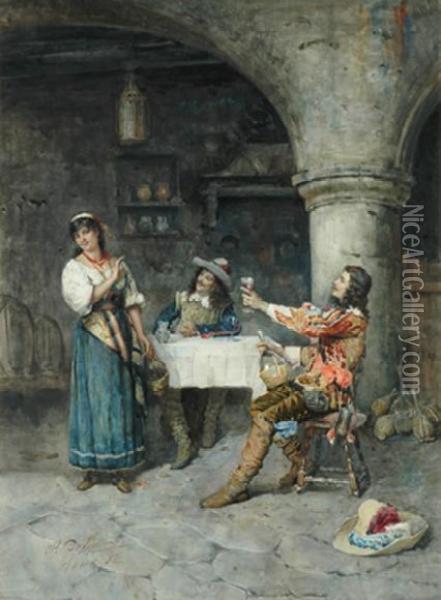 The Flirtation Oil Painting - Publio Tommasi