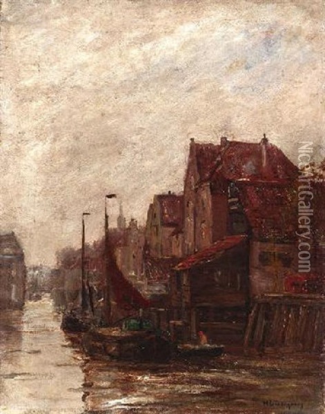 Belgischer Hafen Oil Painting - Helmuth Liesegang