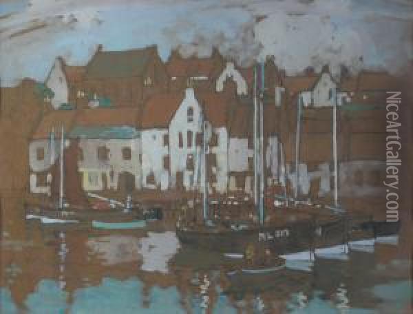 Fishing Boats In Methil Oil Painting - James Wright