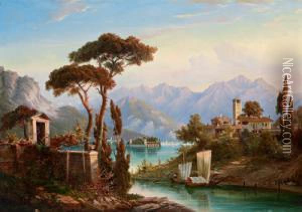 Isola Bella Nel Lago Maggiore Oil Painting - Hermann Ludwig Seefisch