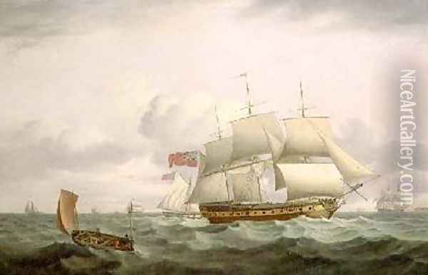 Indiamen a cutter and lugger in choppy seas Oil Painting - Thomas Luny