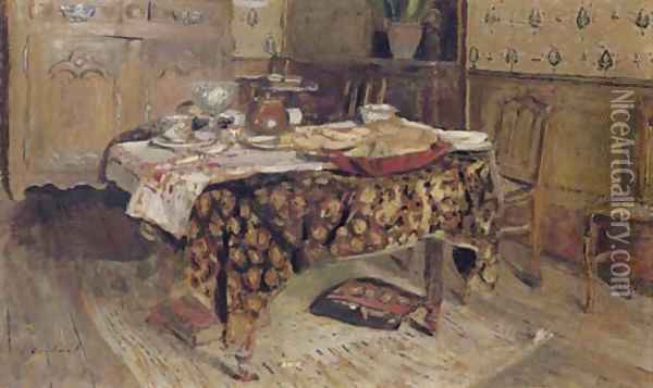 La table mise, rue Truffaut Oil Painting - Jean-Edouard Vuillard