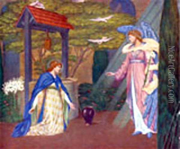 Mary At The Well 1910 Oil Painting - Sandor Bortnyik