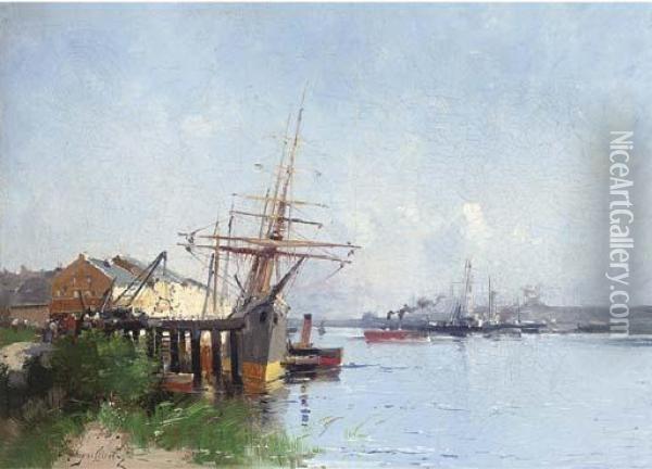 Harbour Scene Oil Painting - Eugene Galien-Laloue