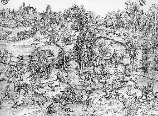 Stag Hunt of the Elector John Frederick, 1544 Oil Painting - Lucas The Younger Cranach
