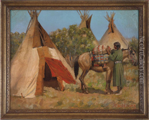 Crow Girl, Reno Battlefield Oil Painting - Edwin Willard Deming
