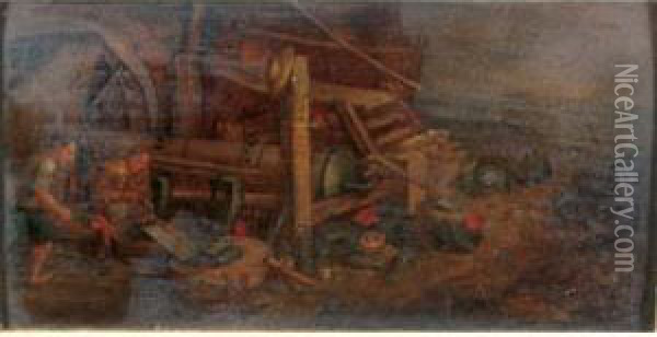 Forgerons Realisant Des Armures Oil Painting - Jan van Kessel