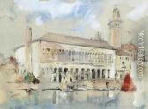 A Venetian Palazzo With A Bell Tower Beyond Oil Painting - Hercules Brabazon Brabazon