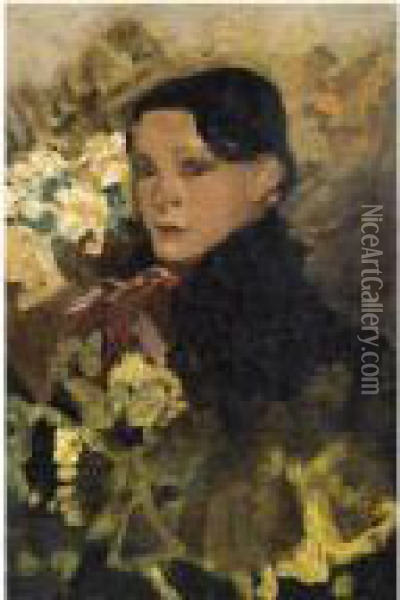 A Flower Girl Oil Painting - George Hendrik Breitner