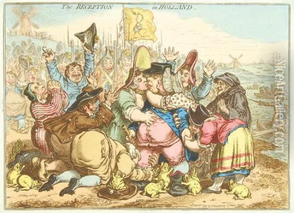 Thereception In Holland Oil Painting - James Gillray