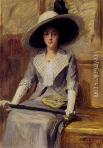 Dame Im Grauen Kleid Oil Painting - Frederic Dufaux