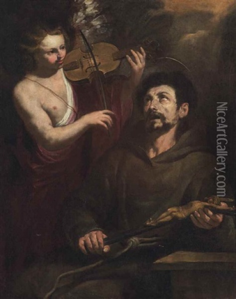 The Vision Of Saint Francis Oil Painting - Orazio Ferraro