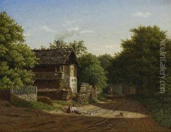 Auf Der Dorfstrase Oil Painting - Wilhelm Ferdinand Xylander