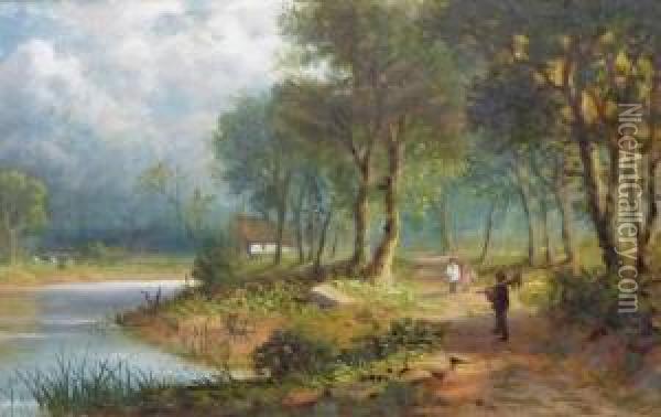 'berwick On Tweed' & 'on The Whiteadder' Oil Painting - Joseph Wrightson McIntyre