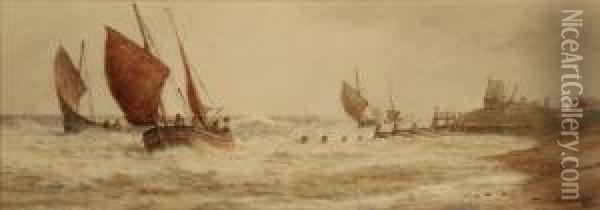 Fishing Boats, Shoreham Oil Painting - Frederick James Aldridge