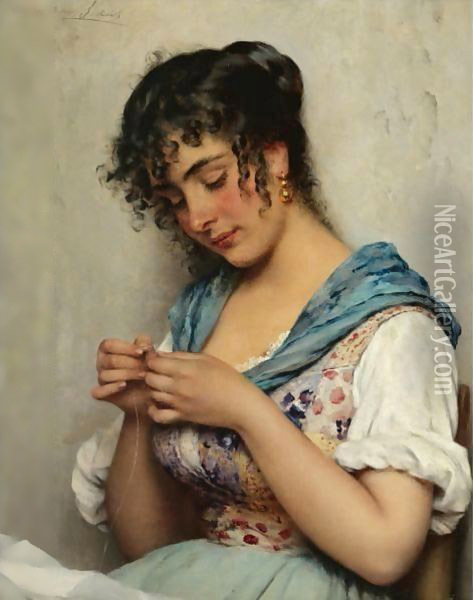 A Venetian Beauty Oil Painting - Eugene de Blaas