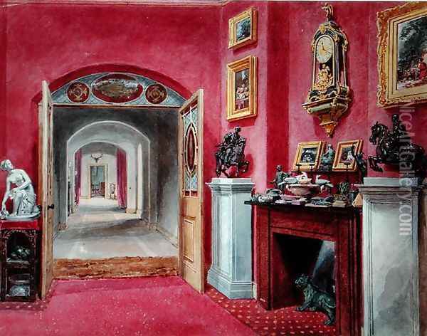 The Ante Room to the Hall, Rempstone Hall, Nottinghamshire Oil Painting - Sarah Caroline Sitwell