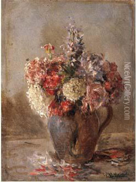 Le Pot De Fleurs Oil Painting - Eduardo Leon Garrido