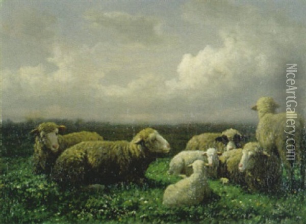 Ruhende Schafe Oil Painting - Guillaume (Wilhelm) Wintz