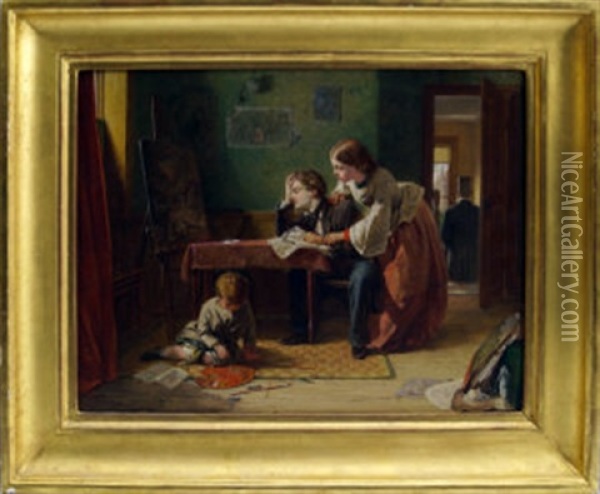 The Artist And His Family Oil Painting - Thomas Edward Roberts