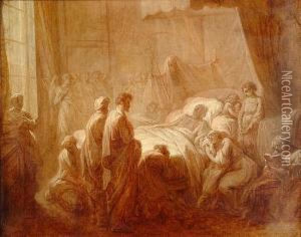 The Death Of Voltaire Oil Painting - Jacques Gamelin