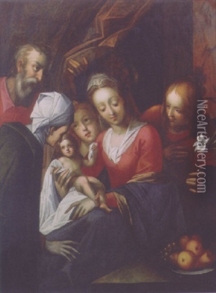The Holy Family With Saint Anne Oil Painting - Hans Von Aachen
