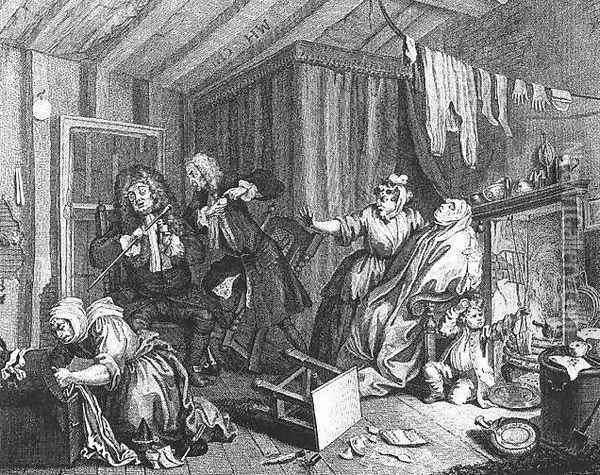 She Expires while the Doctors are disputing Oil Painting - William Hogarth