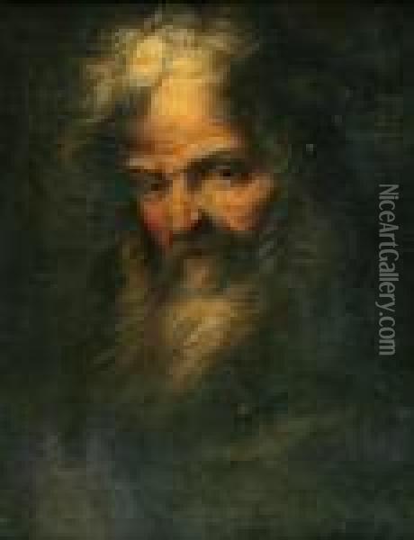 A Head Of A Bearded Prophet Oil Painting - Salvator Rosa