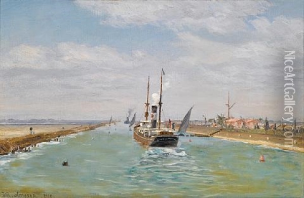 The Suez Canal Oil Painting - Vilhelm Karl Ferdinand Arnesen