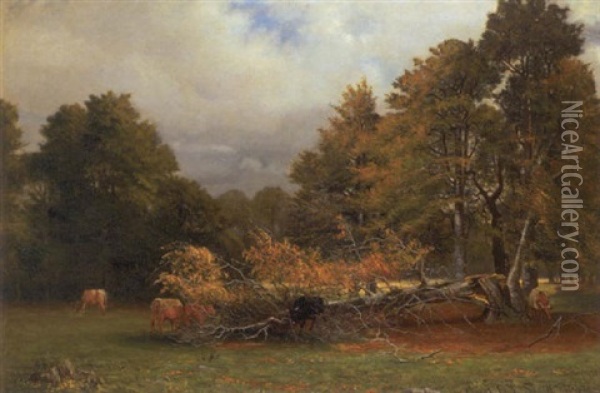 Vindfaelde Ved Ulvedalen, October Oil Painting - Carl Ove Julian Lund