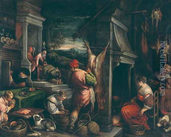 The Return of the Prodigal Son Oil Painting - Jacopo Bassano (Jacopo da Ponte)