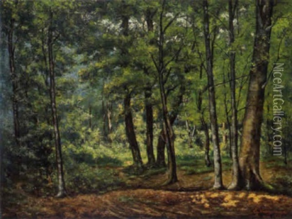 Sommerliche Waldlandschaft Oil Painting - Charles Vuagniaux