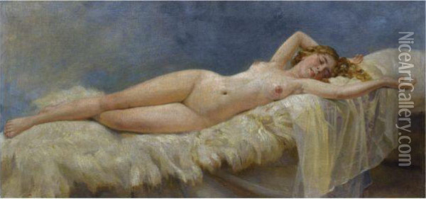 Reclining Nude Oil Painting - Nikolai Kornilievich Bodarewsky