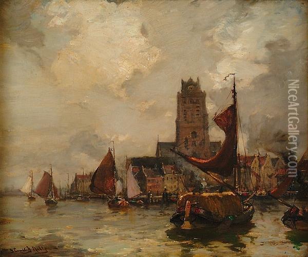Dordrecht Harbour Oil Painting - James Campbell Noble