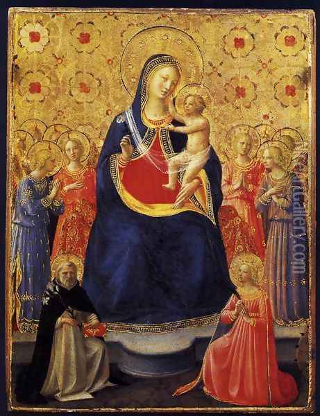 Virgin and Child with Sts Dominic and Catherine of Alexandria Oil Painting - Fra Angelico (Guido di Pietro)