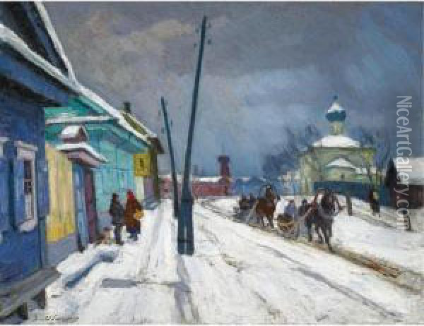 Winter In Pskov Oil Painting - Arnold Borisovic Lakowskij